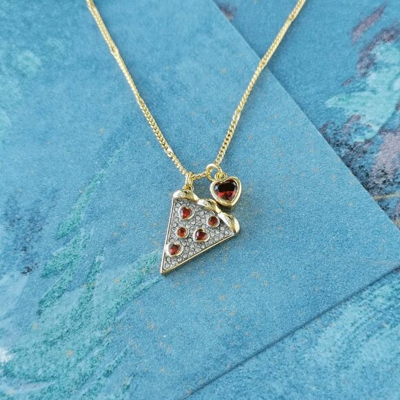 Kate Spade Pizza My Heart Gold Necklace Multicolor - Picture 1 of 3